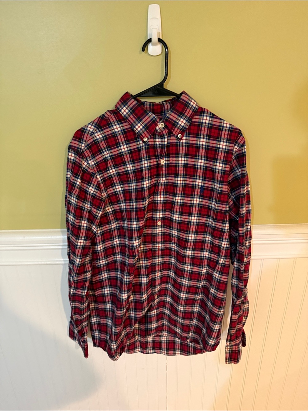 Ralph Lauren Men's Size M Red Black and White Plaid Button-Down Shirt